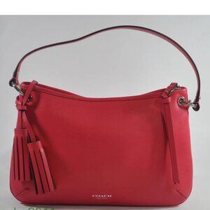 COACH Legacy Leather Double Gusset Hobo Crossbody #26601 Pink Scarlet